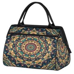 Floral Mandala Blumen Dekorative Turnbeutel für Damen Herren, Reise Sport Duffel Bag mit Trolleyhülle, wasserdichte Sport Gym Bag Weekender Übernachtung Tasche Carry On Tote Bag für Reisen Gym Sport, von cfpolar