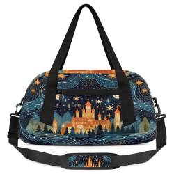 Folklore Starry Sky Castle Kinder-Reisetasche, leicht, wasserabweisend, faltbar, Sporttasche, Wochenender, Übernachtung, Handgepäcktasche für Schule, Praxis, Reisen, Jungen und Mädchen, Mehrfarbig von cfpolar