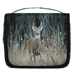 Forest Deer Dry Flower Hanging Travel Toiletry Bag, Portable Makeup Cosmetic Bag for Women with Hanging Hook, Water-resistant Toiletry Kit Organizer for Toiletries Shower Bathroom Cosmetics von cfpolar