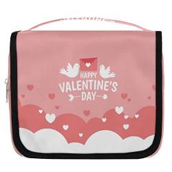 Happy Valentines Day Pigeon Envelope Hanging Travel Toiletry Bag, Portable Makeup Cosmetic Bag for Women with Hanging Hook, Water-resistant Toiletry Kit Organizer for Toiletries Shower Bathroom von cfpolar
