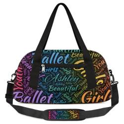 Individuelle Kinder-Reisetasche für Mädchen, personalisierbar, für Teenager, Tanztasche, Wochenendtasche, Reisetasche für Mädchen, Reisen, Schule, Praxis, Farbe 031, S von cfpolar