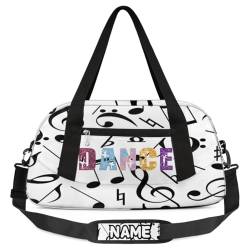 Individuelle Kinder-Reisetasche für Mädchen, personalisierbar, für Teenager, Tanztasche, Wochenendtasche, Reisetasche für Mädchen, Reisen, Schule, Praxis, Musiknoten Ballettmädchen-Silhouette, S von cfpolar