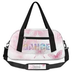 Individuelle Kinder-Reisetasche für Mädchen, personalisierbar, für Teenager, Tanztasche, Wochenendtasche, Reisetasche für Mädchen, Reisen, Schule, Praxis, Schmetterlings-Ballett-Mädchen, S von cfpolar