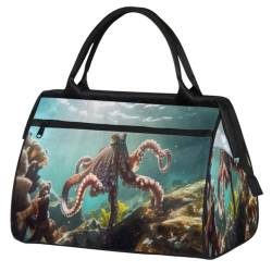 Ocean Benthic Octopus Turnbeutel für Damen und Herren, Reise-Sporttasche mit Trolleyhülle, wasserdichte Sporttasche, Weekender Übernachtungstasche, Tragetasche für Reisen, Fitnessstudio, Sport, Ocean von cfpolar