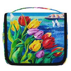 Ocean Flower Art Painting Hanging Travel Toiletry Bag, Portable Makeup Cosmetic Bag for Women with Hanging Hook, Water-resistant Toiletry Kit Organizer for Toiletries Shower Bathroom Cosmetics von cfpolar