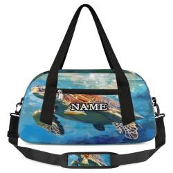 Ocean Turtle Sommer-Reisetasche, personalisierbar, für Fitnessstudio, Sport, Reisetasche, Teenager, Reisen, Gymnastik, Wochenender, Übernachtung, Handgepäcktasche für Jungen und Mädchen, Farbe: 893, S von cfpolar