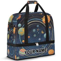 Personalisierbare, individuelle Reisetasche für Damen und Herren, personalisierbar, Sporttasche mit Schuhfach, faltbare Tanztasche, Wochenendtasche, Übernachtungstasche, Cosmic Space Galaxy, Planet, von cfpolar