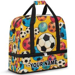 Personalisierbare Reisetasche für Damen und Herren, personalisierbar, Sporttasche mit Schuhfach, faltbare Tanztasche, Wochenendtasche, Übernachtungstasche, bunte Sport-Fußballtasche, Farbenfroher von cfpolar