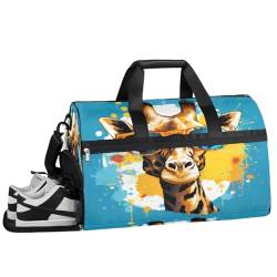 Personalisierte Sporttasche für Jungen und Herren, individuelle Sport-Reisetasche mit Schuhfach, maßgeschneiderte Mädchen-Tanztasche, Wochenend-Übernachtungstasche für Frauen und Kinder, coole Giraffe von cfpolar