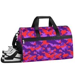 Personalisierte Sporttasche für Jungen und Herren, individuelle Sport-Reisetasche mit Schuhfach, maßgeschneiderte Mädchen-Tanztasche, Wochenend-Übernachtungstasche für Frauen und Kinder, violett-rote von cfpolar