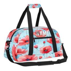 Reisetasche für Kinder, Motiv: Mohnblumen, Aquarellfarben, personalisierbar, Wochenendtasche, Reisetasche, Reisetasche für Teenager, Jungen, Fitnessstudio, Fußball, Handgepäck, Maletas, Para Niños, von cfpolar