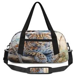 Reisetasche für Kinder, Motiv: Wildtiere, Leopardenmuster, leicht, wasserabweisend, faltbar, Sporttasche, Wochenendtasche, Übernachtung, Handgepäcktasche für Schule, Praxis, Reisen, Jungen und von cfpolar