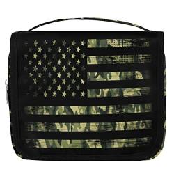 Retro Camo American Flag Hanging Travel Toiletry Bag, Portable Makeup Cosmetic Bag for Women with Hanging Hook, Water-resistant Toiletry Kit Organizer for Toiletries Shower Bathroom Cosmetics von cfpolar