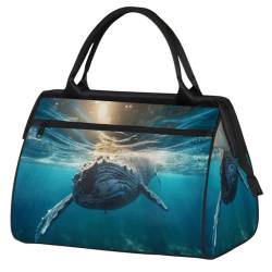 Sea Animal Whale Gym Bag for Women Men, Travel Sports Duffel Bag with Trolley Sleeve, Waterproof Sports Gym Bag Weekender Overnight Bag Carry On Tote Bag for Travel Gym Sport, Meerestier-Wal, von cfpolar