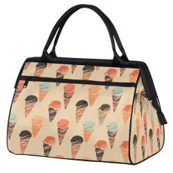 Sommer Eiscreme Muster Turnbeutel für Damen Herren, Reise Sport Duffel Bag mit Trolleyhülle, wasserdichte Sport Gym Bag Weekender Übernachtung Tasche Carry On Tote Bag für Reisen Gym Sport, von cfpolar