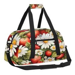 Sommer-Reisetasche für Kinder, Erdbeer-Gänseblümchen, Obst, personalisierbar, Wochenend-Reisetasche, Reisetasche für Teenager, Jungen, Fitnessstudio, Fußball, Handgepäck, Maletas, Para Niños, von cfpolar