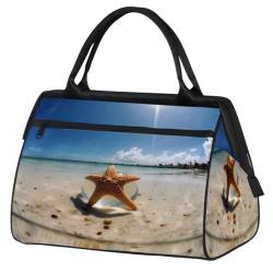 Sommer Strand Seestern Sunny Gym Bag für Damen Herren, Reise Sport Duffel Bag mit Trolleyhülle, wasserdichte Sport Gym Bag Weekender Übernachtung Tasche Carry On Tote Bag für Reisen Gym Sport, Sommer von cfpolar