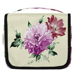 Vintage Flower Leaves Hanging Travel Toiletry Bag, Portable Makeup Cosmetic Bag for Women with Hanging Hook, Water-resistant Toiletry Kit Organizer for Toiletries Shower Bathroom Cosmetics Accessories von cfpolar