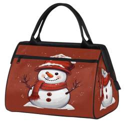 Weihnachten Schneemann Turnbeutel für Damen Herren, Reise Sport Duffel Bag mit Trolleyhülle, wasserdichte Sport Gym Bag Weekender Übernachtung Tasche Carry On Tote Bag für Reisen Gym Sport, von cfpolar