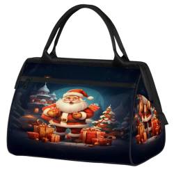 Weihnachten Weihnachtsmann Geschenke Haus Turnbeutel für Frauen Männer, Reise Sport Duffel Bag mit Trolleyhülle, wasserdichte Sport Gym Bag Weekender Übernachtung Tasche Carry On Tote Bag für Reisen von cfpolar