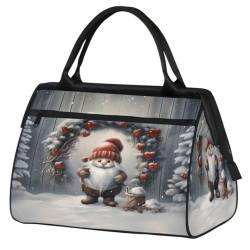 Weihnachts Weihnachtsmann Liebe Herz Holz Turnbeutel für Damen Herren, Reise Sport Duffel Bag mit Trolleyhülle, wasserdichte Sport Gym Bag Weekender Übernachtung Tasche Carry On Tote Bag für Reisen von cfpolar