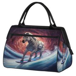 Zebra Surfen Sternenhimmel Turnbeutel für Damen Herren, Reise Sport Duffel Bag mit Trolleyhülle, wasserdichte Sport Gym Bag Weekender Übernachtung Tasche Carry On Tote Bag für Gym Sport Reisen, Zebra von cfpolar