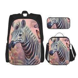 cfpolar 3-teiliger Rucksack, Katze in Batik-Spirale, Lunch-Tasche, Federmäppchen, Reise-Laptop-Rucksack, Büchertasche, Lunchbox, Thermo-Kühltasche, Kulturbeutel, Aufbewahrungstasche für Arbeit, von cfpolar