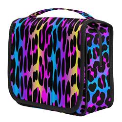 cfpolar Neon Bunte Leopard Gepard Haut Kulturbeutel Hängende Reise Kulturbeutel Große Kapazität Kosmetiktasche mit Haken zum Aufhängen Wasserdicht Tragbare Make-up-Tasche Reise Organizer Tasche für von cfpolar