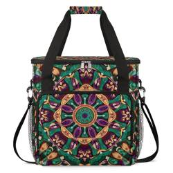 cfpolar Personalisierte Tragetasche für Kaffeemaschinen, Reise-Tragetasche, kompatibel mit K-Mini oder K-Mini Plus, für Einzelportion-Kaffeebrauer, grün/violette Mandala-Blumen von cfpolar