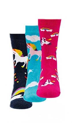 3 Paar Mädchen Socken Einhorn Computer-Kinder-Söckchen Rutschfest ABS-Druck CH-3134 (27-30) von ch-home-desgin