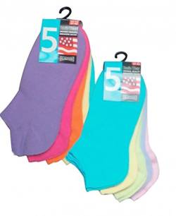 Sneakers-Socken für Kinder, Teenager,Damen und Herren, 10 Paar, Ch-2136/5 (37-42, pink-lila-orange-gelb-türkis) von ch-home-design
