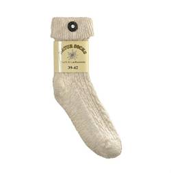 Umschlag-Socken für Damen u. Herrn mit angenähtem Trachten-Knopf,Ch-195 (39-42, naturmelange) von ch-home-design