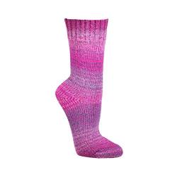 Wollsocken Skandinavien-Style wie handgestrickt, mit Umschlag für Damen&Herren CH-198 (35-38, Lila) von ch-home-design