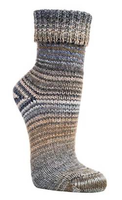 Wollsocken Skandinavien-Style wie handgestrickt, mit Umschlag für Damen&Herren CH-198 (43-46, Beige) von ch-home-design