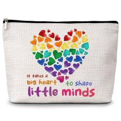 Make-up-Tasche für Lehrer, Geschenk für Frauen, mit Aufschrift "It Takes A Big Heart To Shape Little Minds", 1 Packung (A36), Leinen von chanuan