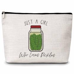 chanuan Pickles Gifts Make-up-Tasche, "Just A Girl Who Loves Pickles", Geschenk für Gurkenliebhaber, Teenager, Mädchen, Frauen, Pickle-Kosmetiktasche, Reisetasche (F24), Just A Girl Who Loves Pickles von chanuan