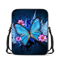 chaqlin Blau Schmetterling Umhängetaschen Für Frauen Party Geldbörse Messenger Bags Kinder Reise Schulter Handtasche von chaqlin