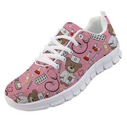chaqlin Cartoon Bär Muster Damen leichte Laufschuhe Sport Walking Sneakers Pink für Damen Mädchen Größe EU43 von chaqlin