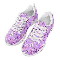 chaqlin Cute Nurse Sneakers für Damen Casual Sport Trainer Mode Laufschuhe Lightweight Purple Size 39 EU von chaqlin