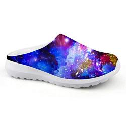 chaqlin Damen Clogs Sommer ultraleichte Strandsandalen Atmungsaktive 3D Space Galaxy Mesh Pantoffeln Größe 37 von chaqlin