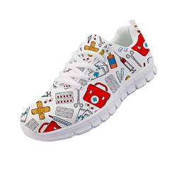 chaqlin Damen Herren Lace Up Outdoor Krankenschwester Flats Schuhe Freizeit Sneakers Leichter bequemer Trainer Größe UK6 = Eur38 von chaqlin