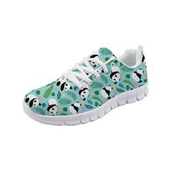 chaqlin Damen Turnschuhe Mode Mesh Straßenlaufschuhe Tier Design Casual Sport Reisen Walking Komfort Schuh Fitness Sneakers Low Top, Grün - panda - Größe: 42 EU von chaqlin