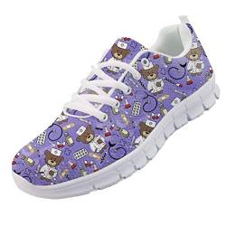 chaqlin Frauen Herren Leichte Wanderschuhe Mode Turnschuhe Air Mesh Tennis Schuhe Sport Trainer Cartoon Nette Krankenschwester Bär Turnschuhe Lila Größe UK4 = Eur36 von chaqlin