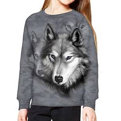 chaqlin Kapuzenpullover für Jungen und Mädchen, langärmelig, Alter 6–16 Jahre, Grauer Wolf, 8-10 Jahre von chaqlin