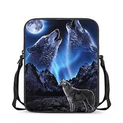 chaqlin Kuriertaschen für Jungen und Mädchen, Mini-Umhängetaschen, Kinder, Schulterhandtaschen, Galaxy Blue Wolf, Einheitsgröße, Kuriertasche von chaqlin