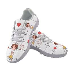 chaqlin Laufschuhe für Damen und Herren, Schnürschuhe, Joggen, athletisch, Fitness, Walkingschuhe, leicht, Outdoor-Sport, Fitnessstudio, Sneakers, Medical Nurse White, 37 EU von chaqlin