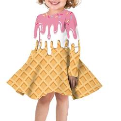 chaqlin Mädchen Langarm Kleid A-Linie Rundhals Kleid Kleider Skater Twirly Freizeitkleid Kinder Säugling Freizeitkleider für Alter 3-16 Jahre, Abstract Ice Cream, 7-8 Jahre von chaqlin