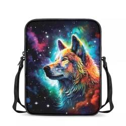 chaqlin Messenger Bags for Boys Girls,Mini Crossbody Bags Kids Children Shoulder Handbags, Galaxy Star Wolf, Einheitsgröße von chaqlin