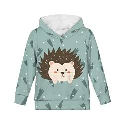 chaqlin Niedliches Kapuzen-Sweatshirt für Mädchen und Jungen, bequemer Kinder-Kapuzenpullover, Neuheitspullover mit Tasche, Forest Igel, 128 von chaqlin