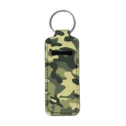 chaqlin Personalisierte Schlüsselanhänger Chapstick Halter mit Camouflage-Druck, tragbare Chapstick-Tasche für Damen und Herren, Schlüsselclips für Schlüsselanhänger, Lippenbalsam, Chapstick-Hülle von chaqlin